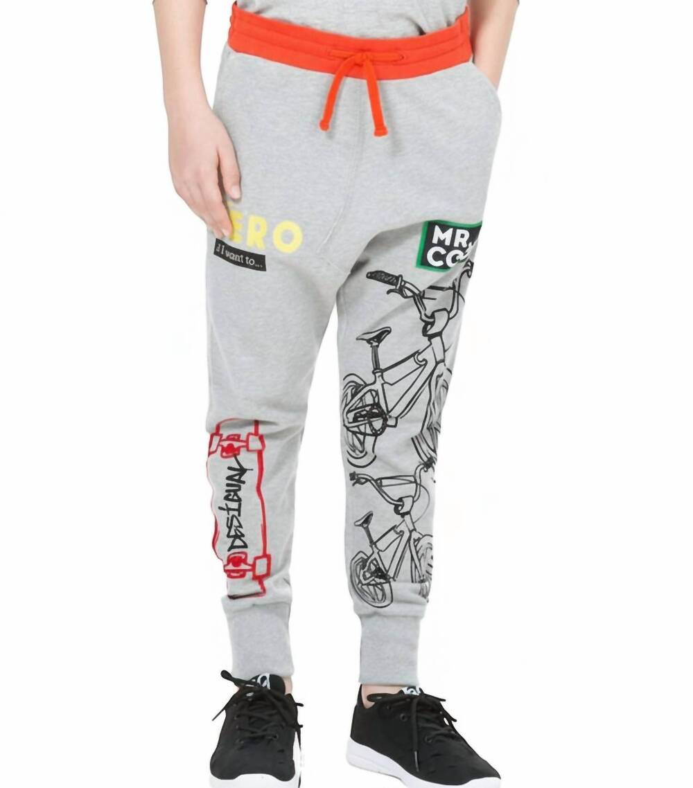 NEW DESIGUAL kids gris football sweatpants in grey